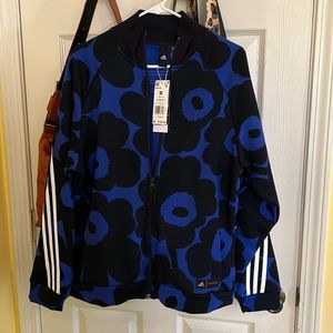 Adidas Black and Blue Flowered Marimekko Jacket, size medium